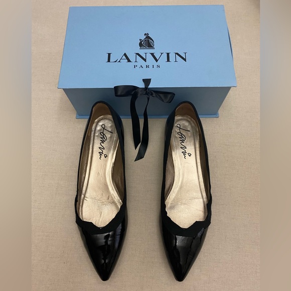 LANVIN-Black Patent with Gros Grain Fabric, size 41 EU - Picture 1 of 8